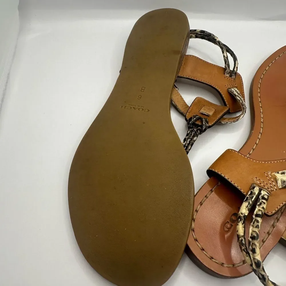 Coach Clarkson women,Snake print, Roccia Ginger thong Sandal Size 6